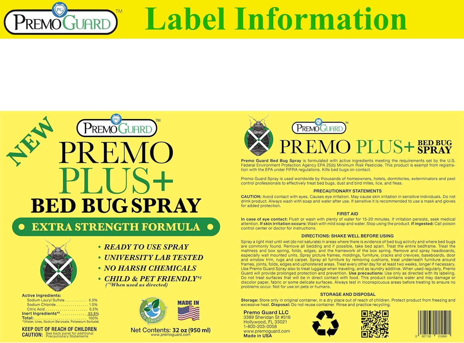Bed Bug Plus Spray | Natural & Non-Toxic | Premo Guard