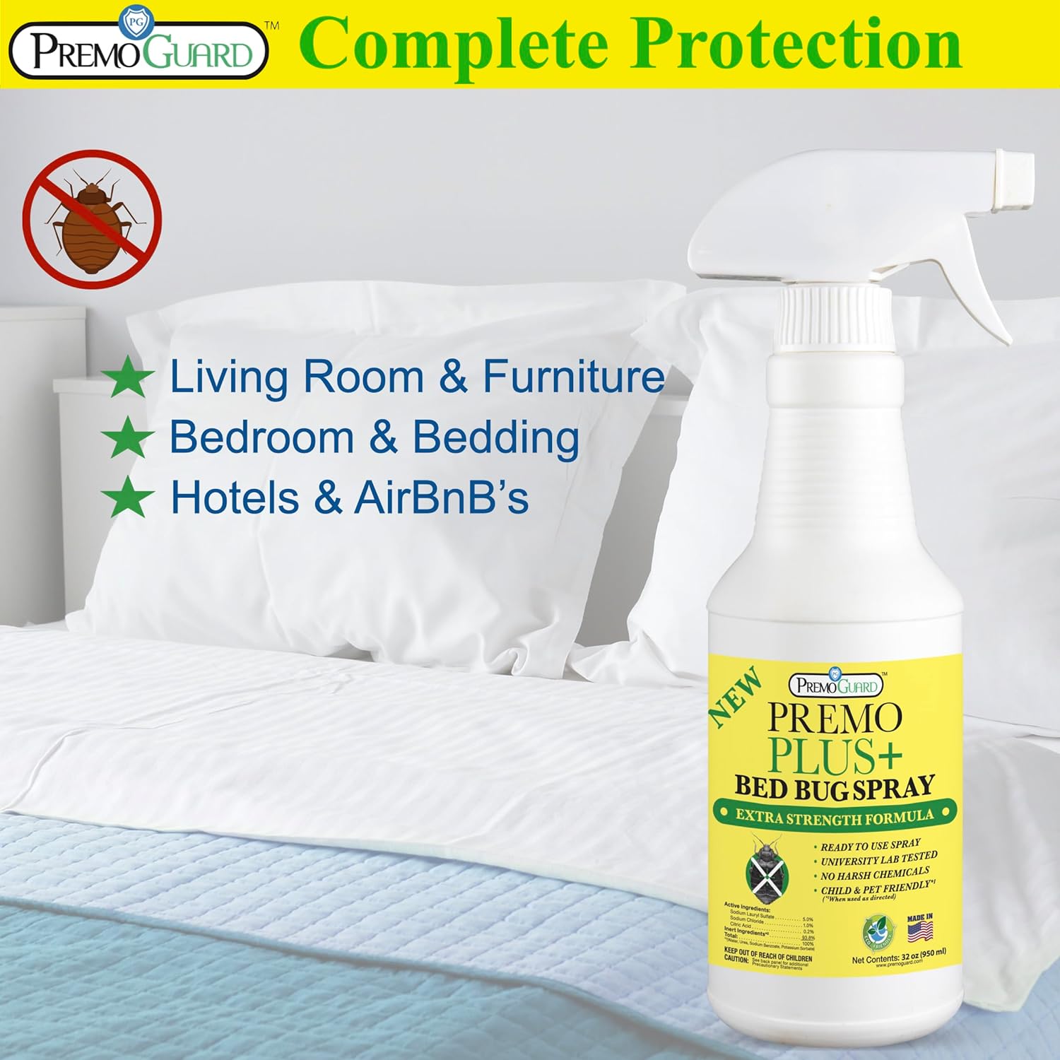 Bed Bug Plus Spray | Natural & Non-Toxic | Premo Guard