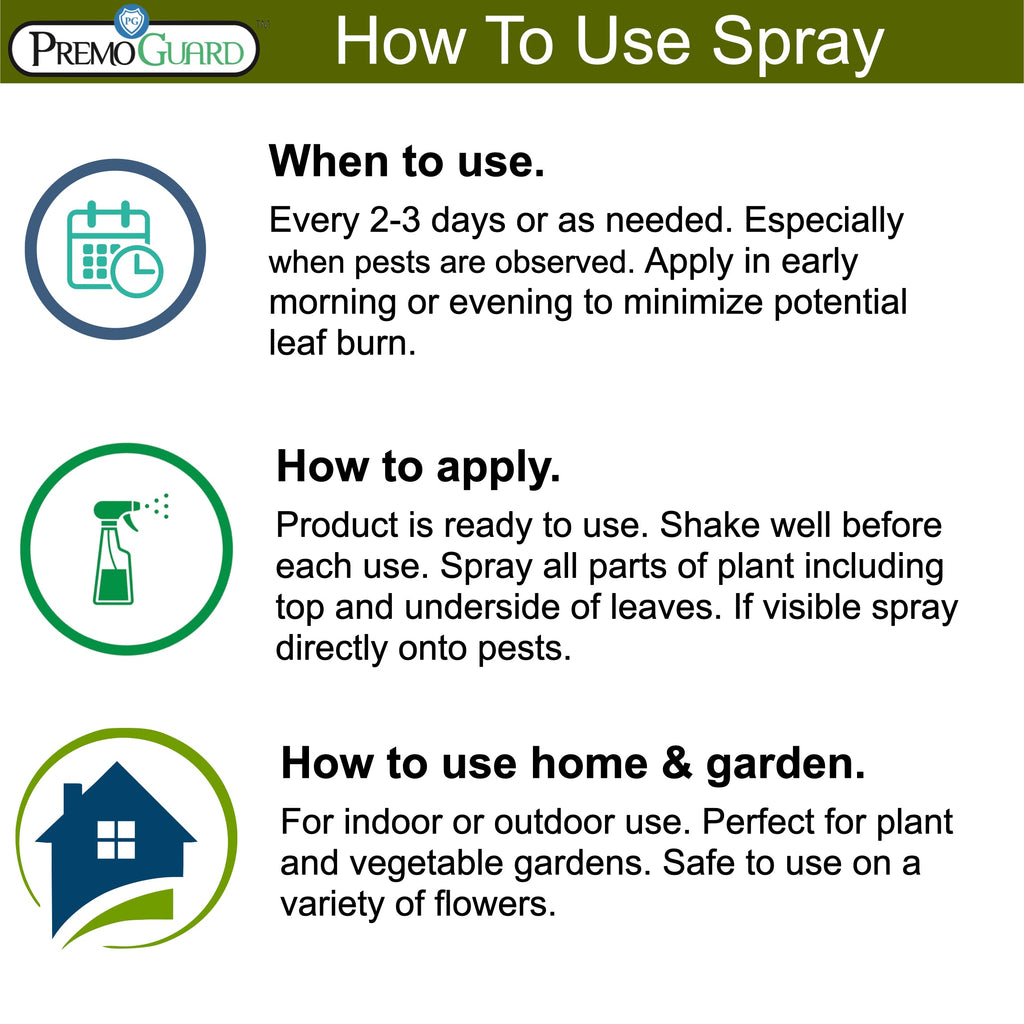 Plant and Garden Pest Control Spray - 32 oz | Plant Based Natural Non-Toxic | Premo Guard